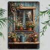 Vintage Metal Wall Poster Teal Rose Teacup 20x30cm Wall Decor