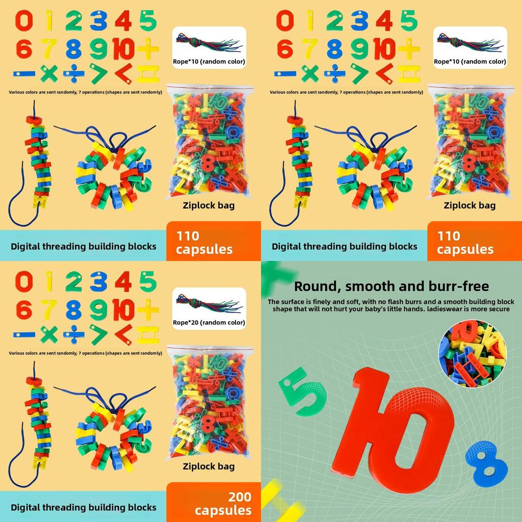 Educational Plastic Number Bead Sequencing Toy For Preschool Kids Learning And Fine Motor Skills Development