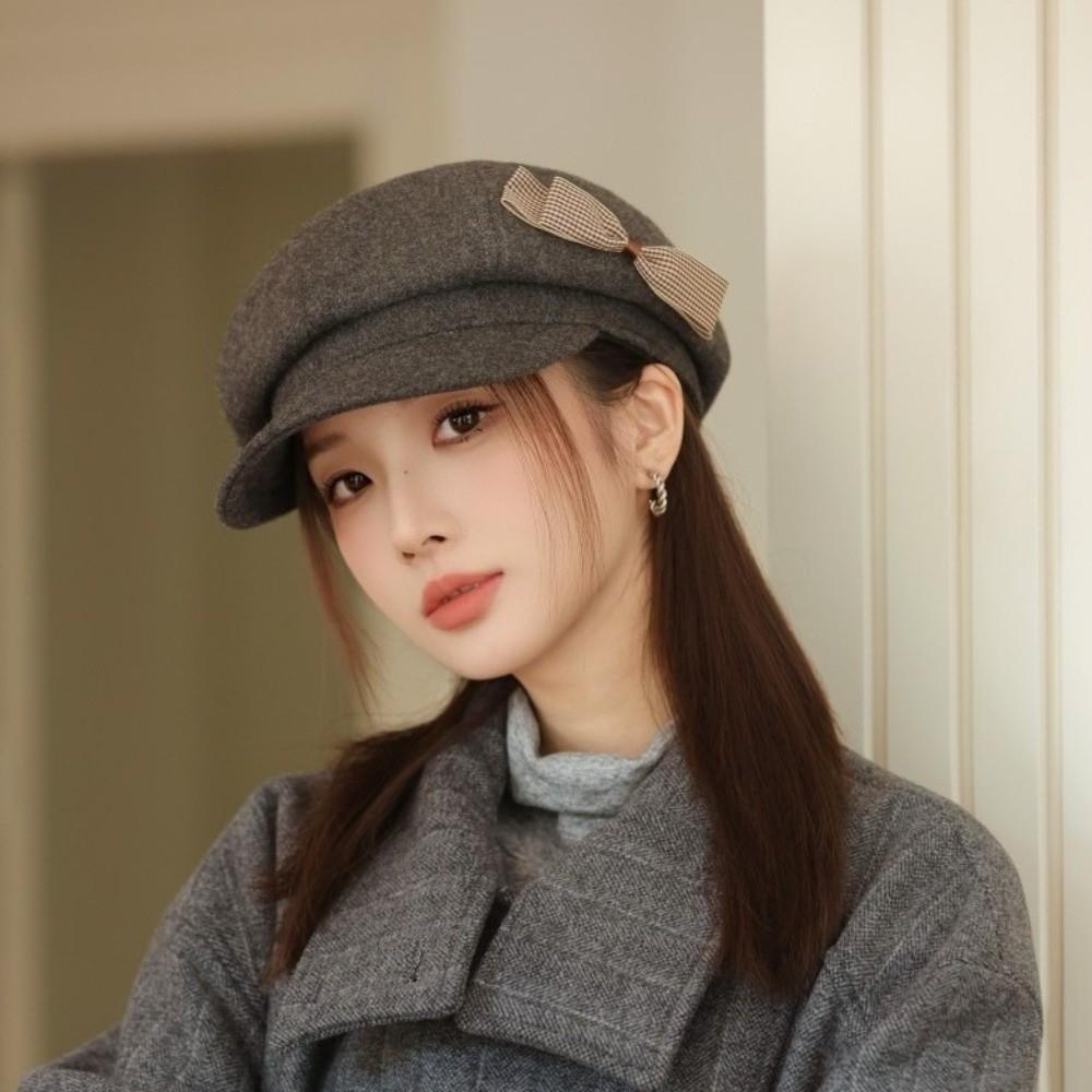 Warm Newsboy Hat Wool Painter Hat Fashion Octagonal Cap Female