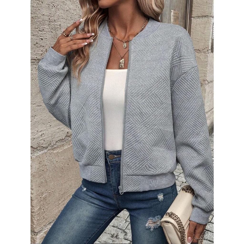 Women's Clothing, Autumn and Winter New Styles, Solid Color, Zipper Jacket, Baseball Collar, Casual Jacket, Women's