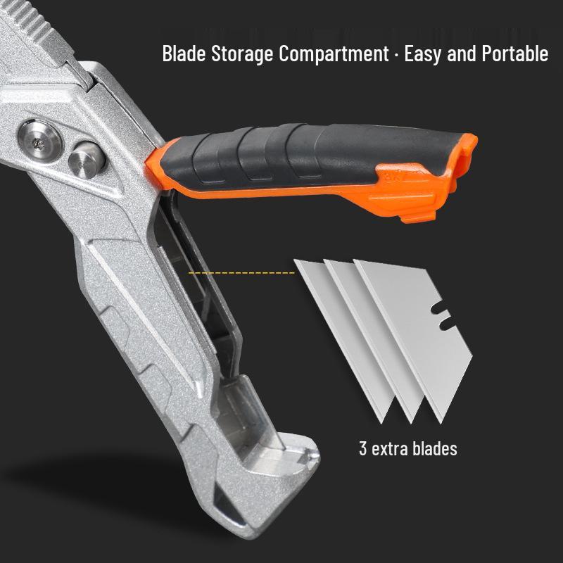 Three-Speed Folding Utility Knife: Heavy-Duty Paper & Cable Stripper with Aluminum Alloy for Industrial and Electrician Use