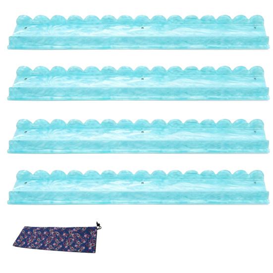 1/4Pcs Mahjong Rack with Magnetic Pusher & Storage Bag, Scalloped Acrylic Mah Jongg Tile Holder Pusher Bar, Gift for American Mahjong Players