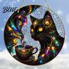 Ciondolo Tazza da Caffè di Nicchia Stile Vetro Colorato Gatto Nero e Ornamento Appeso Magico per Finestra Parete Decorazione Estetica Casa Gotica Decorazione Acrilico