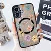 Magnetic Floral Phone Case For iPhone 16 15 14 Pro Max 13 12 Pro 11 For Magsafe Wireless Charge Flowers Soft Edge Acrylic Cover