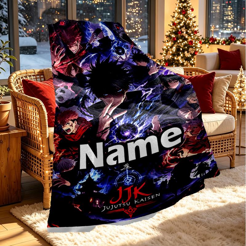 Custom Name Personalized Jujutsu Kaisen Print Blanket, Home Decor, Bedroom, Sofa, Camping, Couch, Gifts for Birthday ChristmasEnthusiasts