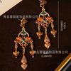 Vintage Court Antique Hollowed Out Glazed Pendant Earrings With A Classical Elegant Temperament