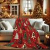 Soft, Warm Cozy Christmas Tree Flannel Throw Blanket - Red, Green, White, Black, Perfect Holiday Gift for Living Room & Bedroom,