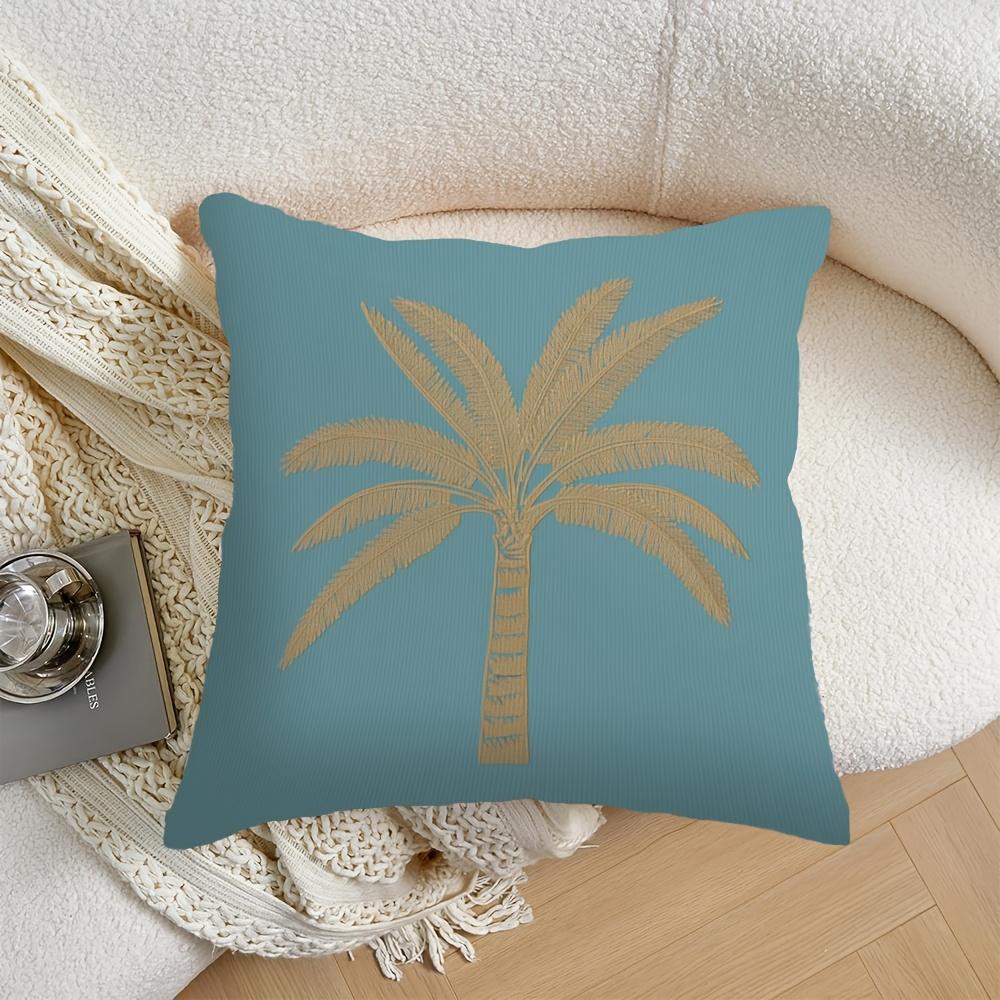 Palm Tree Cushion Cover, Tropical Beach Decor Pillowcase, Gold Foil Print, Modern Home Sofa Throw Pillow