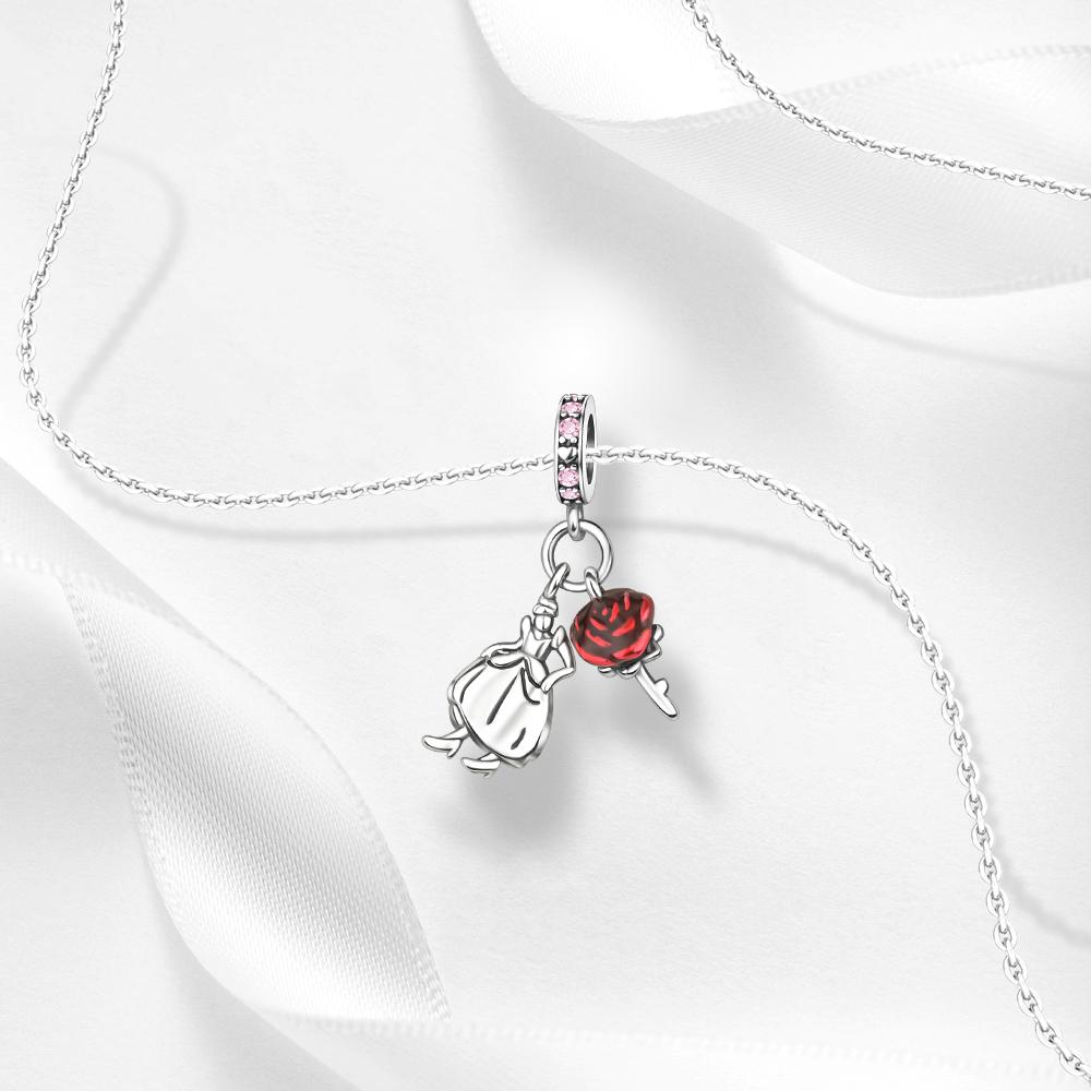 Ahthen Copper Bead Charms Bride and Rose Charm Fit Snake Chain Bracelets Necklaces for Women Jewellery Making High Quality