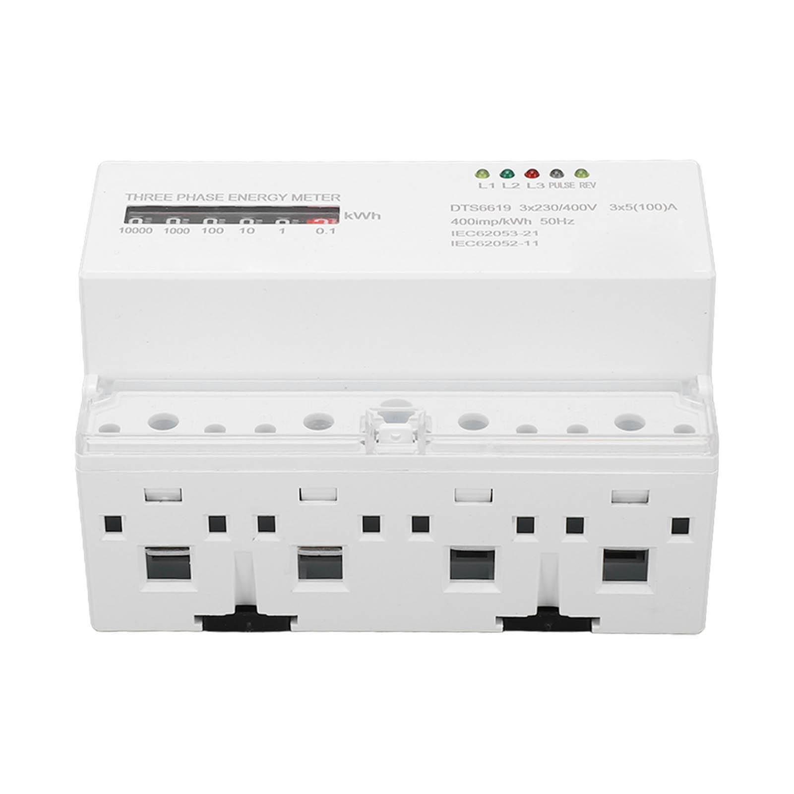 

Electric Meter Din Rail 3 Phase 4 Wire KWh Energy Electricity Power Consumption Wattmeter 230V 400V