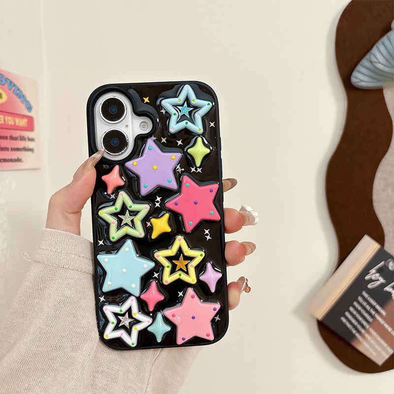 Dopamine Color Star Three-Dimensional Mobile Phone Case For Apple 17Promaxiphone16 Anti-Drop Personality