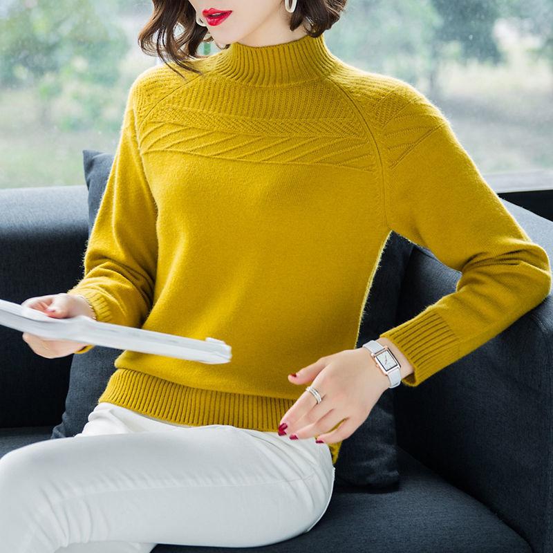 Sweater Women's Autumn and Winter Pullover Half Turtleneck Top Korean Version Wild Knit Sweaters Women Clothes Fashion