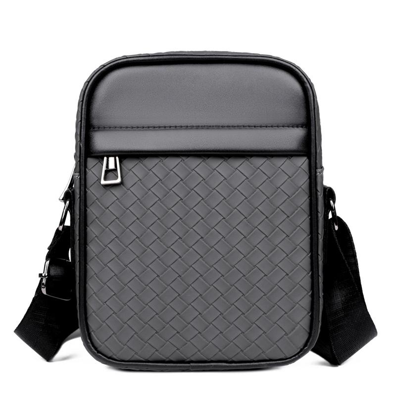 WEIXIER Men s Crossbody Bags Fashion, Casual Woven PU Leather Shoulder Bag for Business, Vertical Sling Bag for Men серый