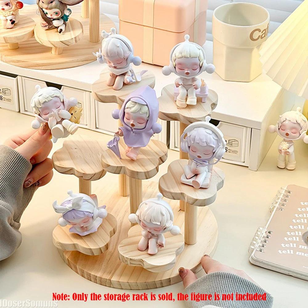 Figures Display Wooden Stand Flower Shelf Organizer Cabinet Cute Dolls Storage Rack Holders Decoration for Home Office