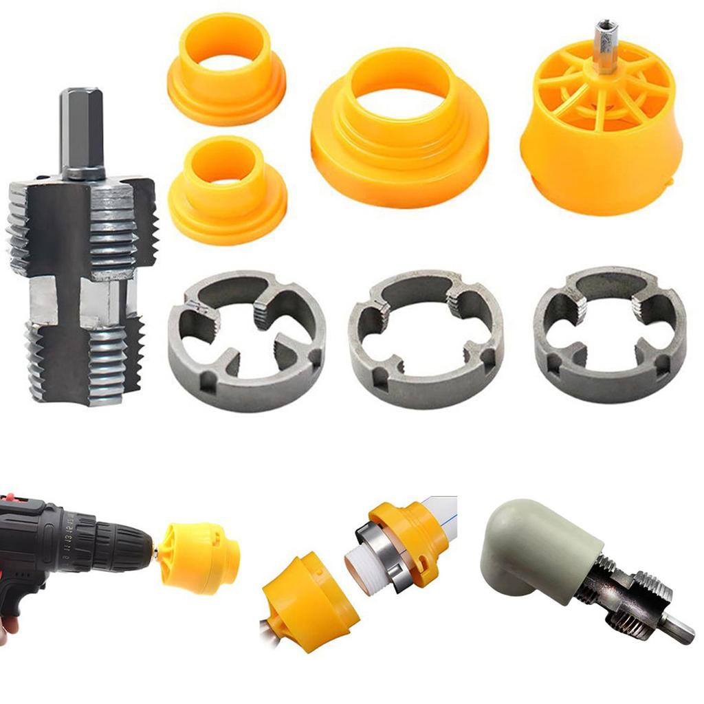 Electric Drill PVC Pipe Threader Kit Plastic Pipe Tap Die Set Includes 3 Dies Suitable for Home Renovation Repair Tasks