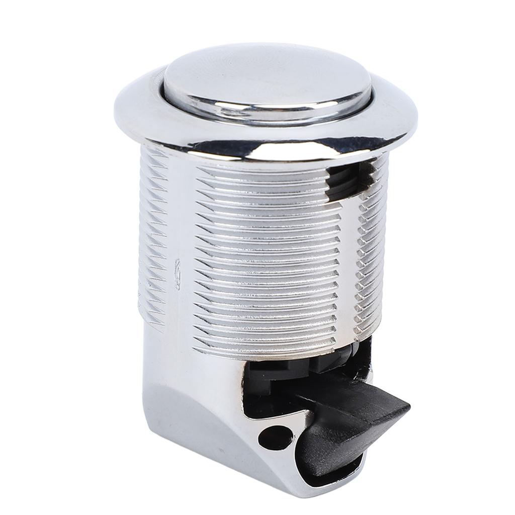 Západka s tlačítkem, zapuštěná, zvýšená bezpečnost, bezklíčový zámek skříněk pro obytné vozy, jachty, karavany, chrom