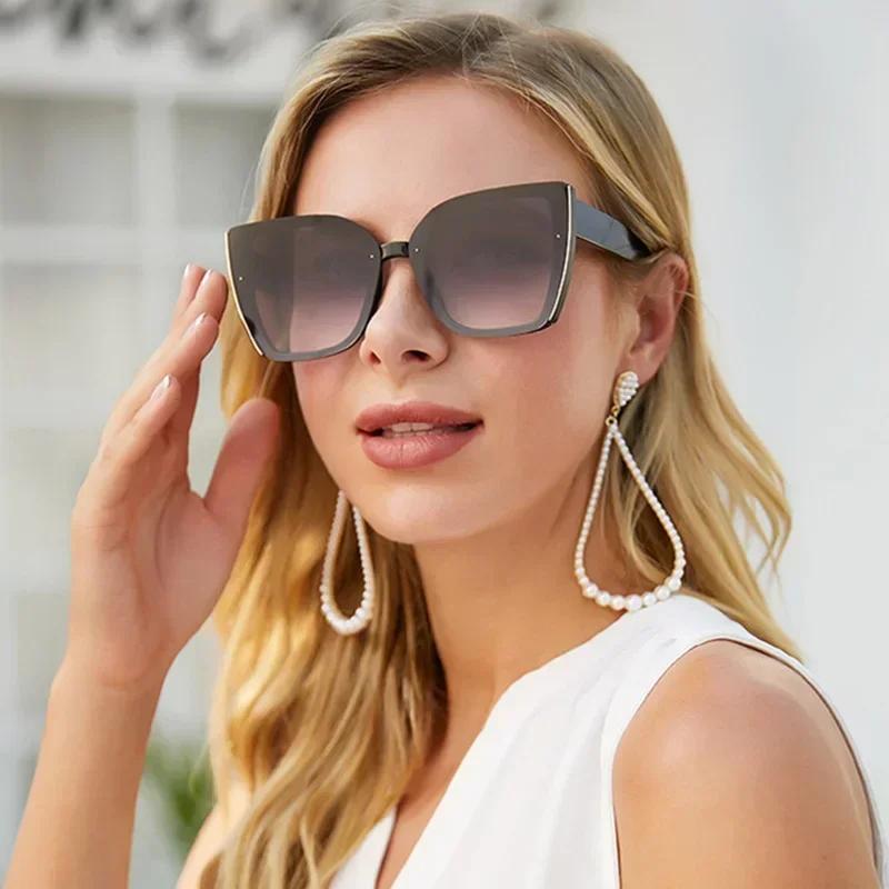 Fashion  Cat Eye Designer Sunglasses Women  High Quality Retro Sun Glasses Square Oversized Glasses Luxury
