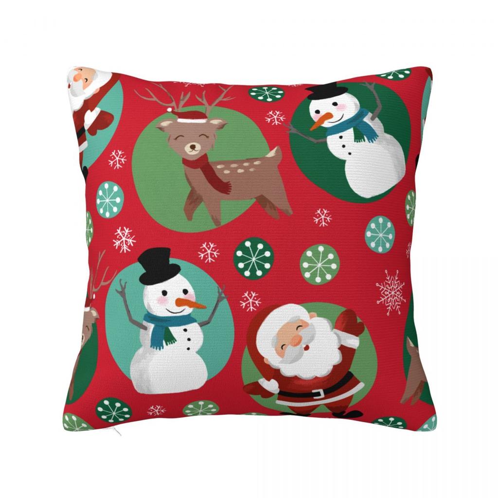 Christmas New Year Pillowcase Double-Sided Printing Polyester Cushion Cover Gift Santa Pillow Case Cover Bed Zippered 40X40