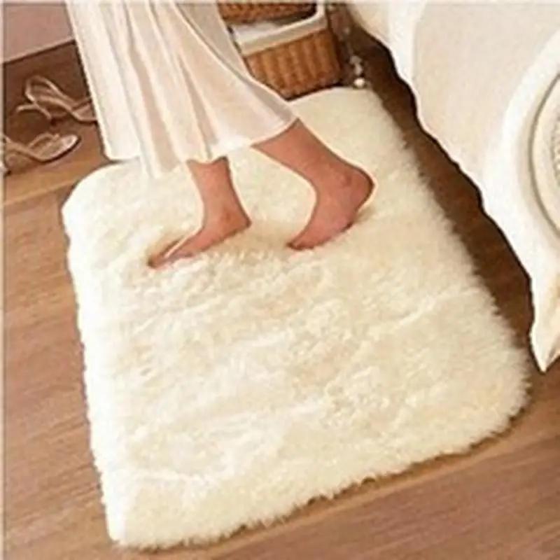 40*60cm Super Soft and Comfortable Silk Wool Floor Thick Non-slip Door Mat White Carpet Rugs for Bedroom