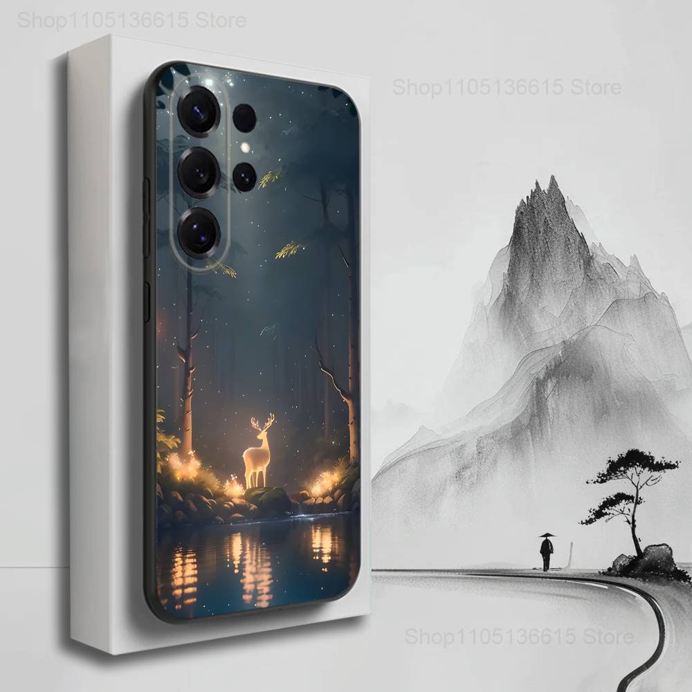 Cute Deer Animals Case For Samsung S10,Plus,S9,S22,S25,Ultra,S24,S21,S20,S23,FE,Lite,Soft Silicone Black