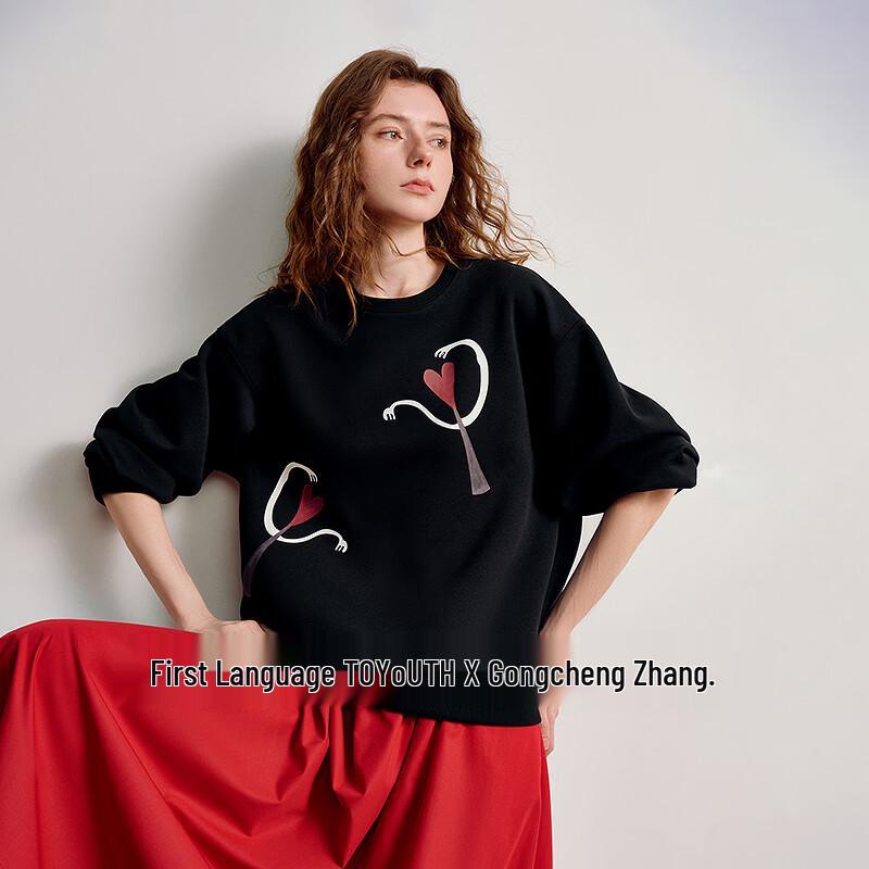 

Chuyu Women s Love Heart Graphic Round Neck Sweatshirt XL