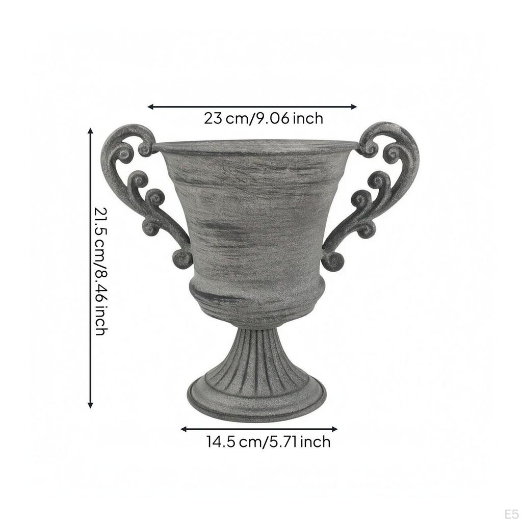 Decorative Iron Planter Ornamental Footed Vase Matte VintageStyle Light Gray C High Foot