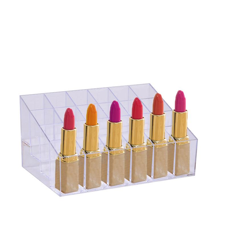 1Pcs 24Grids Clear Acrylic Lipstick Box Makeup Organizer Storage Box Make Up Brush Organizer Display Holder Cosmetic