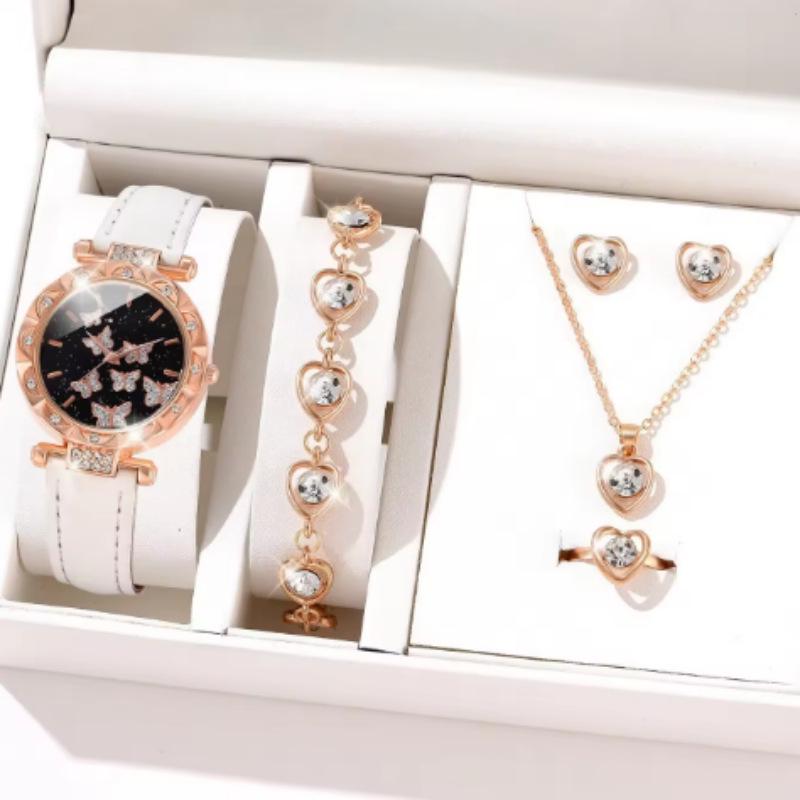 2024 TEUM Korean Style Leather Ladies Quartz Watch with Rhinestone Jewelry