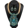 Crystal Pendant Necklace Earrings for Women Chunky Statement Flower Festival Ethnic Tribal Jewelry Accessories