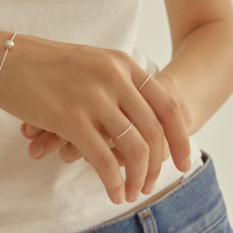 LUNNE Silver Everyday Layered Minja Silver Ring 5PCS (1mm) #LSR01