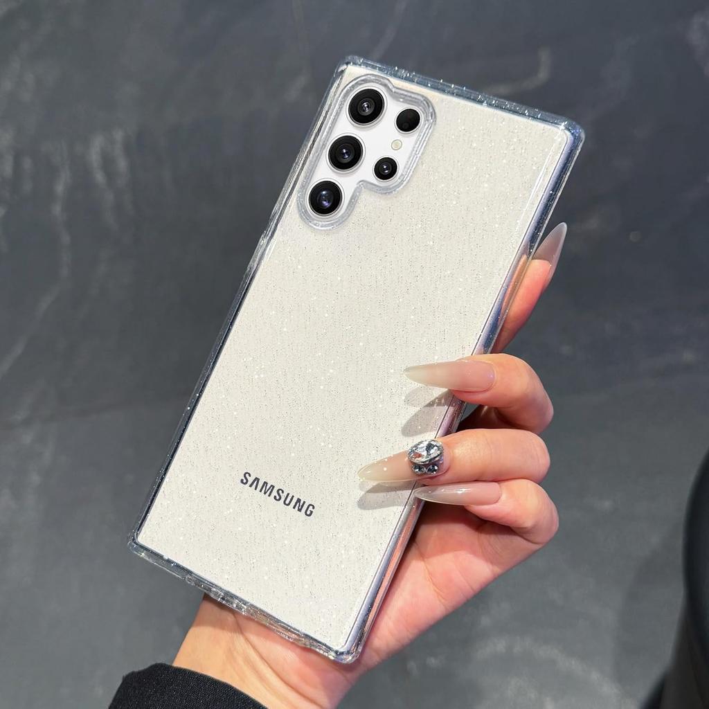 Capa Transparente com Glitter para Samsung Galaxy S26 Ultra S25 Fe S24 Plus S23 S22 S21 S20 A07 A17 A37 A57 A16 A15 A14 A26 A06 A56 A34 A25 A35 A55 A54 5G