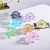 Lotus Flower Candle Crystal Colored Candle Candlestick Stand, Glass, Holder, (Transparent)
