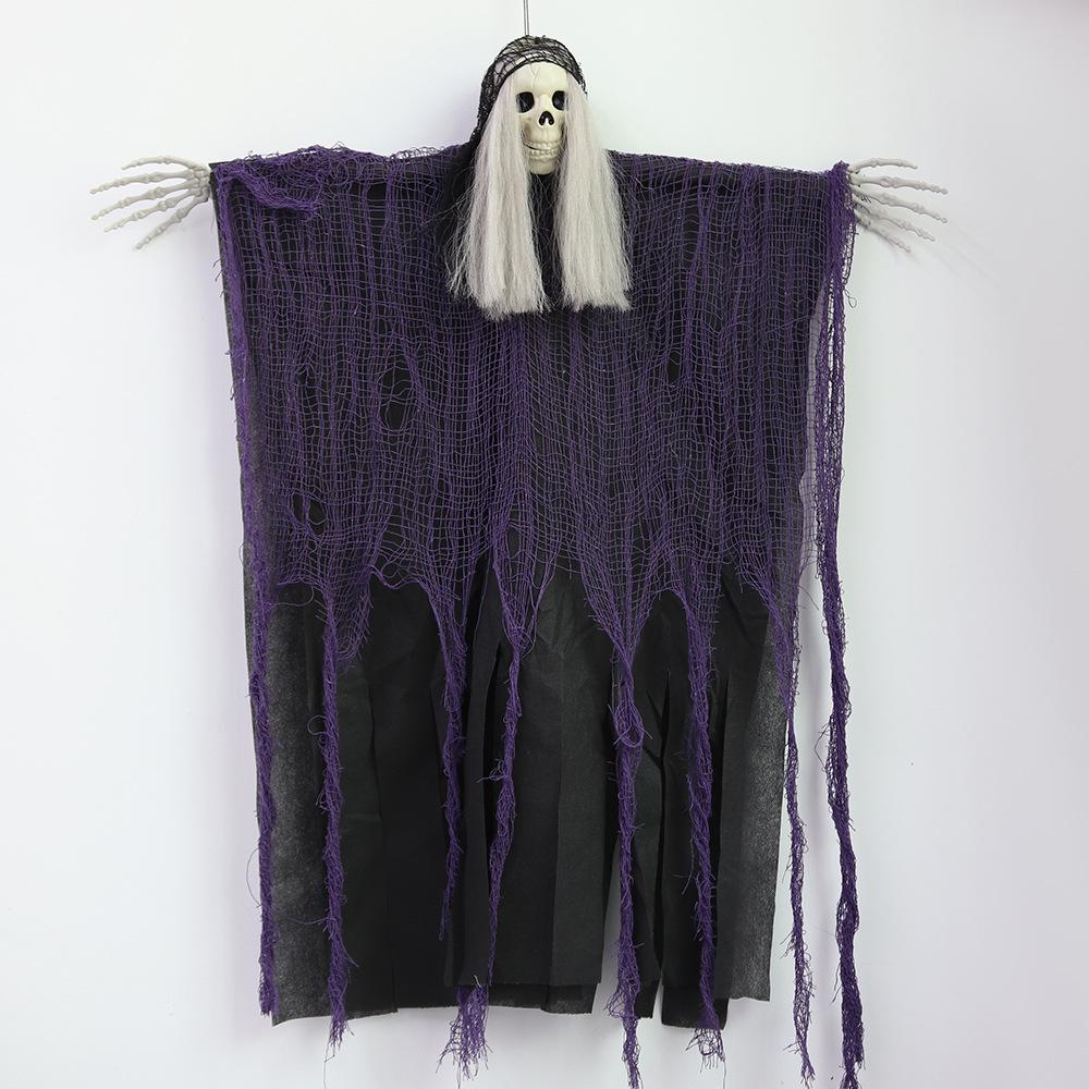 Large Grim Reaper Skull Hanging Ghost for Halloween Decor - Perfect for Haunted House, Courtyard, Porch, or Escape Room Scene Settings