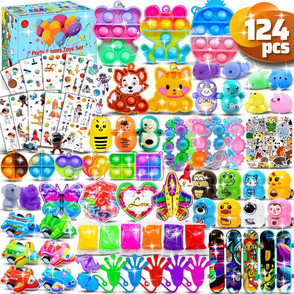120/206 Pezzi Giocattoli Pinata Compleanno Bambini Braccialetti a Scatto Giocattoli Fidget Pop It Giocattoli Premi Carnevale Riempimento Pinata Giocattoli all'Ingrosso Regali per Bambini