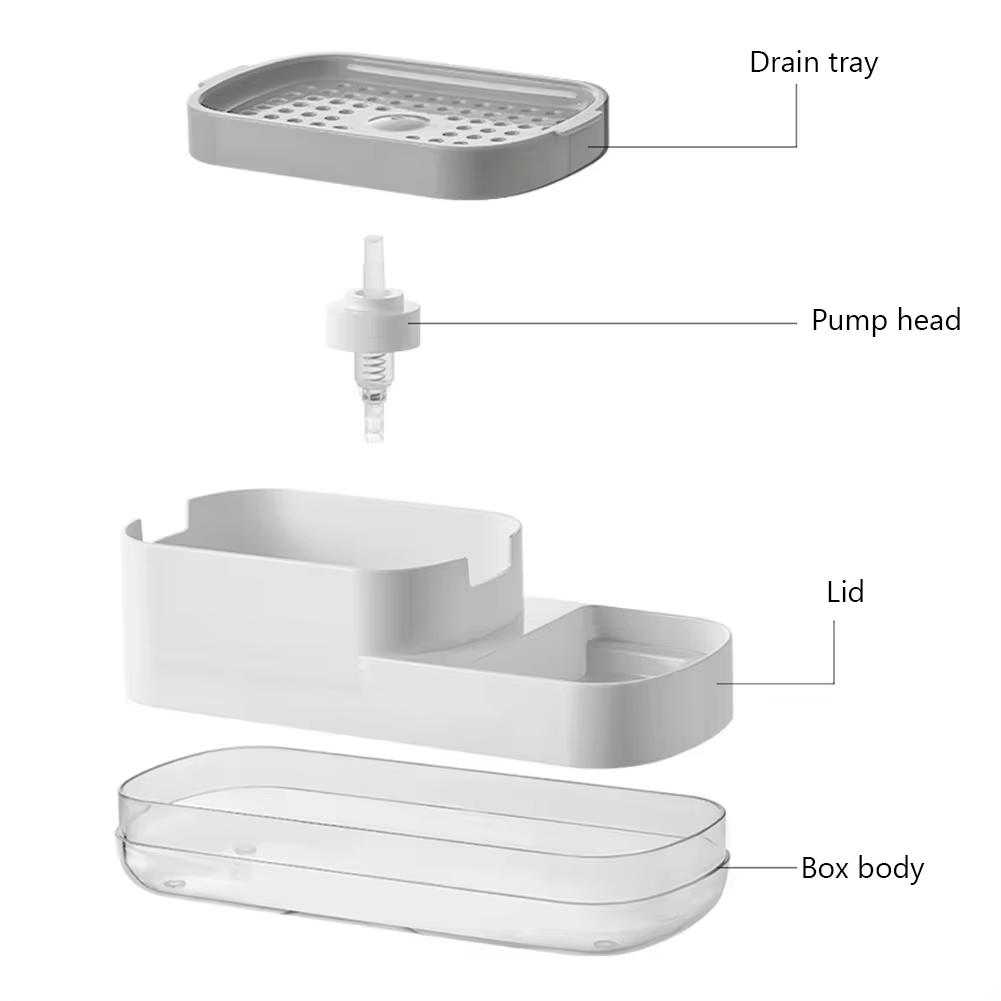 2 In 1 Dish Soap Dispenser Liquid Soap Pump Dispenser Soap Container With Sponge Holder For Kitchen Bathroom Washing Accessories