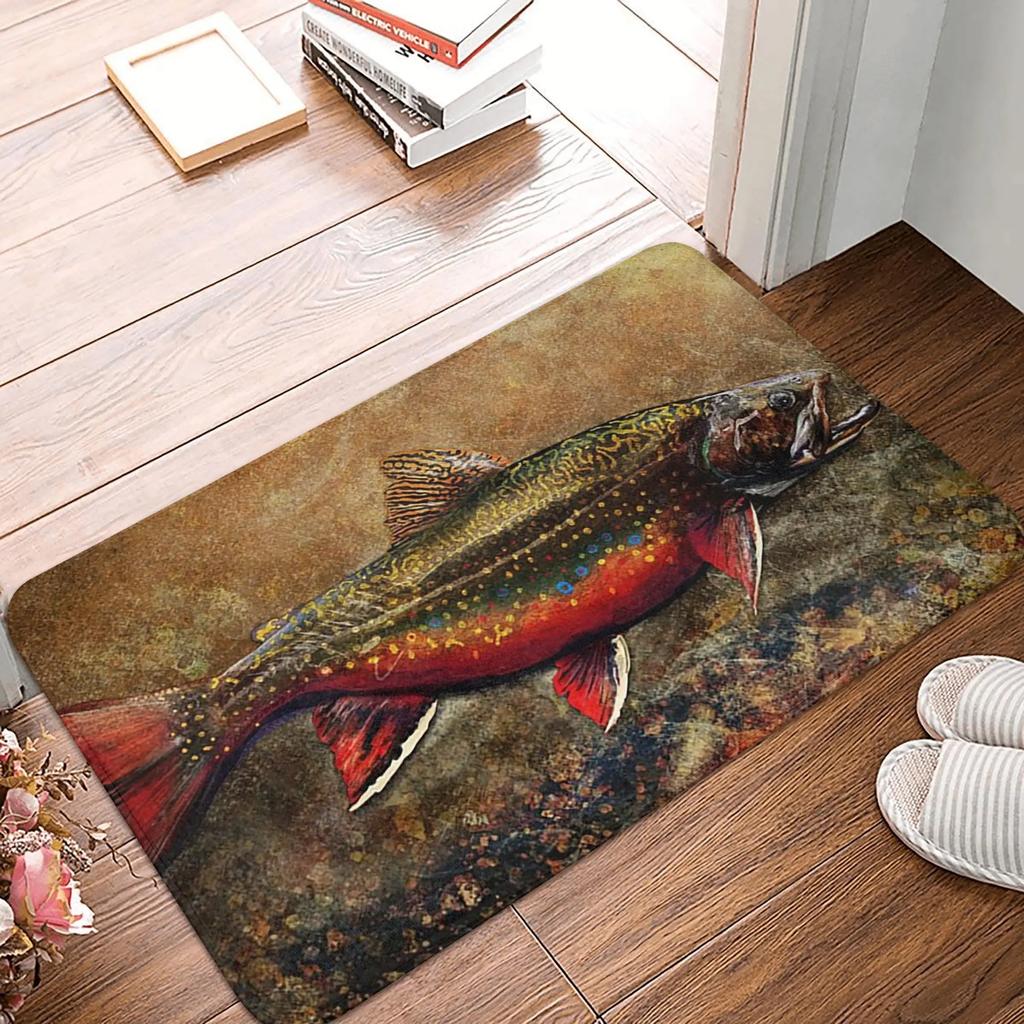Spawning Male Brook Trout Anti-slip Doormat Floor Mat Sand Scraping Carpet Rug for Kitchen Entrance Home Balcony Footpad Mats