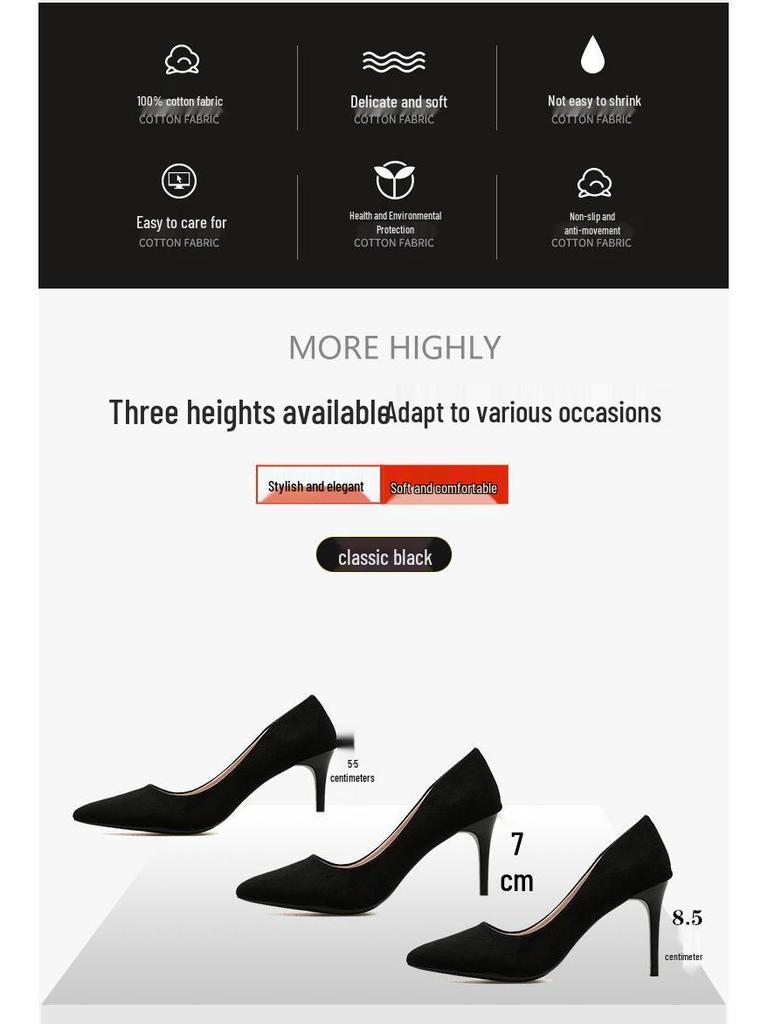 Damen-Stilettos aus Wildleder in Übergröße - Schwarze Spitze, Frühjahrs-/Herbstkollektion