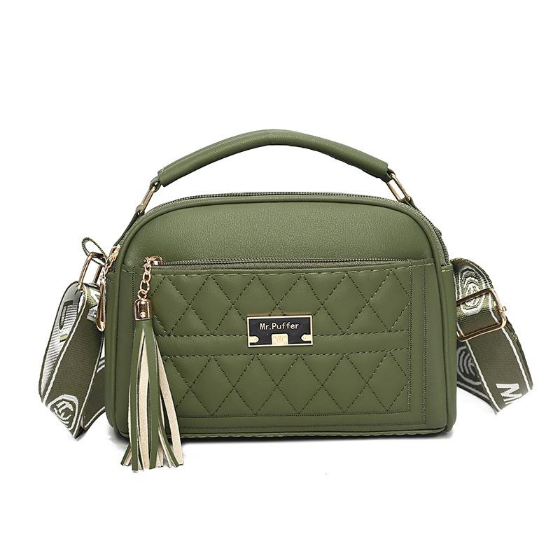 New Soft Leather Fringed Small Bag In Early Autumn, Women's Rhombus Portable Multi-layer Practical Single Shoulder Oblique Span Bag