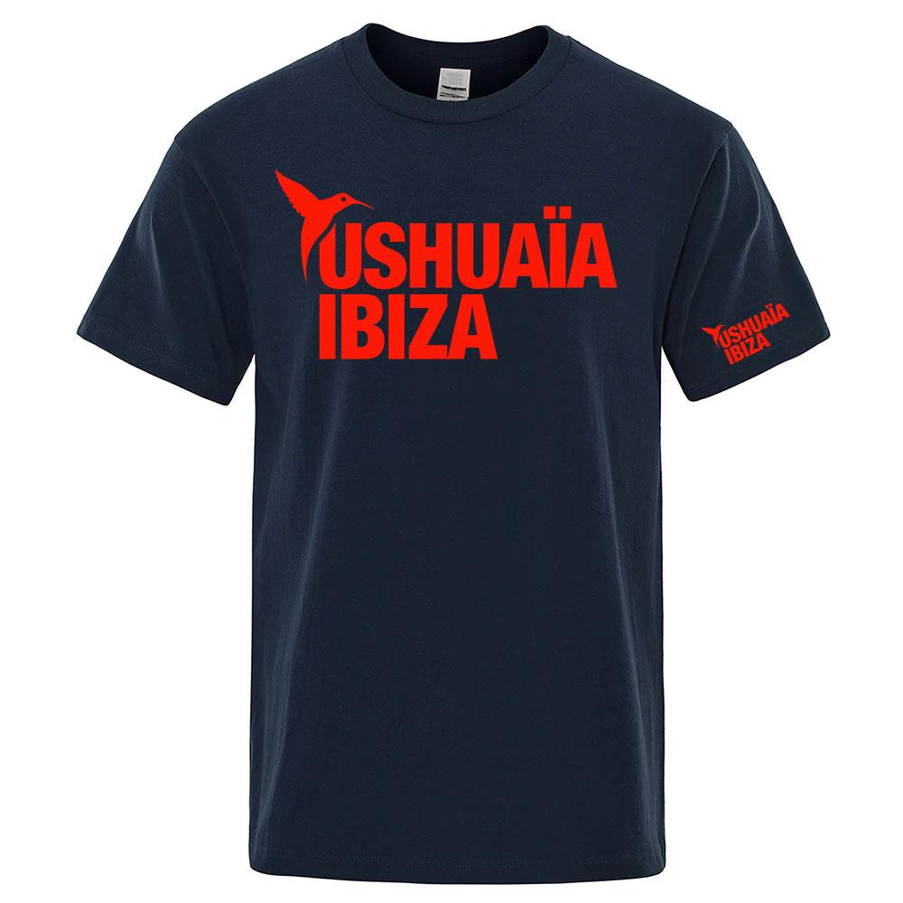 Zcela nové 100% bavlněné tričko 2026 Unisex s potiskem loga Ushuaia Ibiza Jednobarevné Kulatý výstřih Krátký rukáv Prodyšné tričko