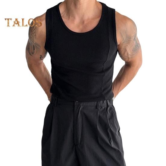 Men Summer Sport Vest O Neck Thread American Style Good Breathability Solid Color Sleeveless Sweat Absorption Pullover Gym Fitness Jogging Tank