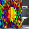Colorful Stripe Bathing Curtain Bathroom Abstract Figure Shower Curtain Waterproof With 12 Hooks Home Deco Free Ship
