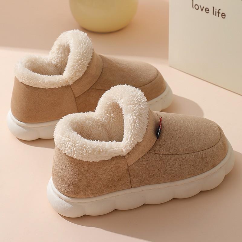 Fashion Crestar Winter Women's Plush Platform Slippers Indoor Warm Cozy Furry Flat Home Shoe Outdoor Antiskid Fluffy Soft Cotton Boot