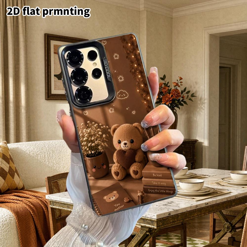 Phone Case: 2D Flat Samsung Galaxy A34 A35 M05 M06 S20 S22 S21 FE Plus 5G Protective Case, Couple Style, Brown Coffee Bear, Christmas and Halloween Gi