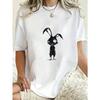 Oversized T Shirt Dress Black Bunny Cartoon Print Casual Streetwear Fashion Women Summer Outfit