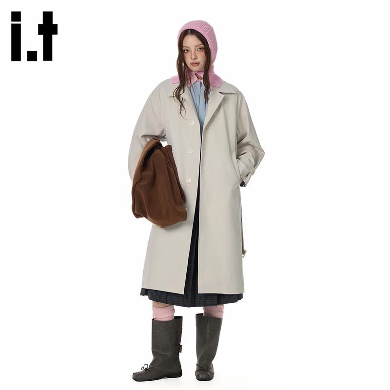 GROUND ZERO Unisex Plaid Lined Contrast Trench Coat M