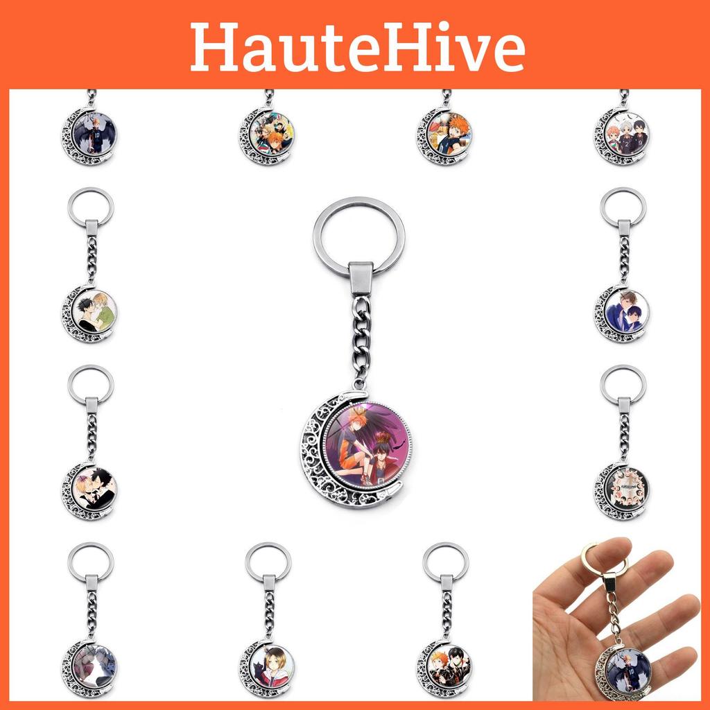Anime Haikyuu Keychain Rotating Moon Pendant Zinc Alloy Metal Key Accessory For Backpacks