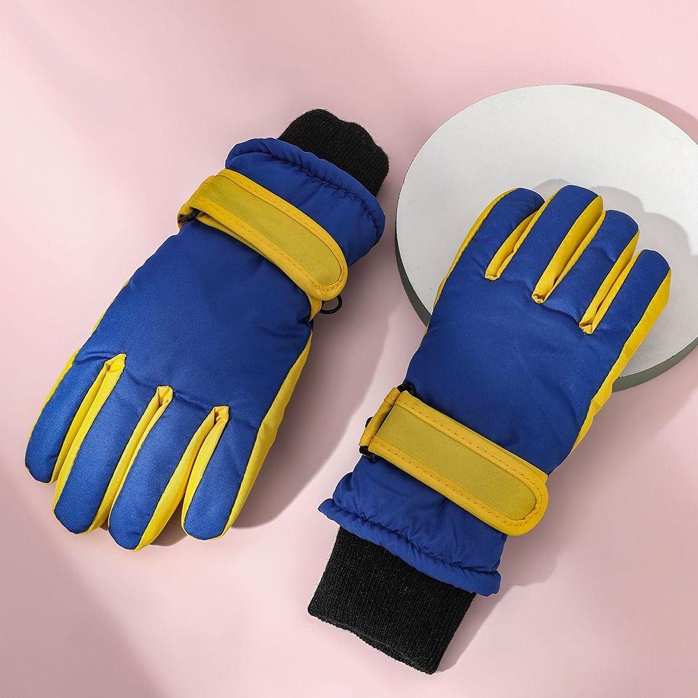 Winter Fashion Print Non-slip Thick Warm Windproof Long-sleeved Mittens Children Ski Gloves