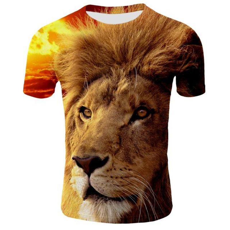 Cool Lion Graphics T Shirts Summer Fashion Short Sleeve 3D Animals Printed Mens T-shirts Casual Streetwear Oversized Tees Tops