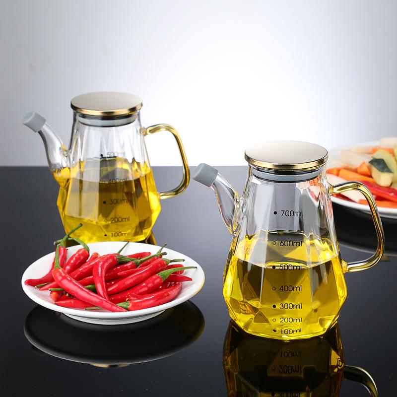 Diamond-Shaped High Borosilicate Glass Oil and Seasoning Bottle