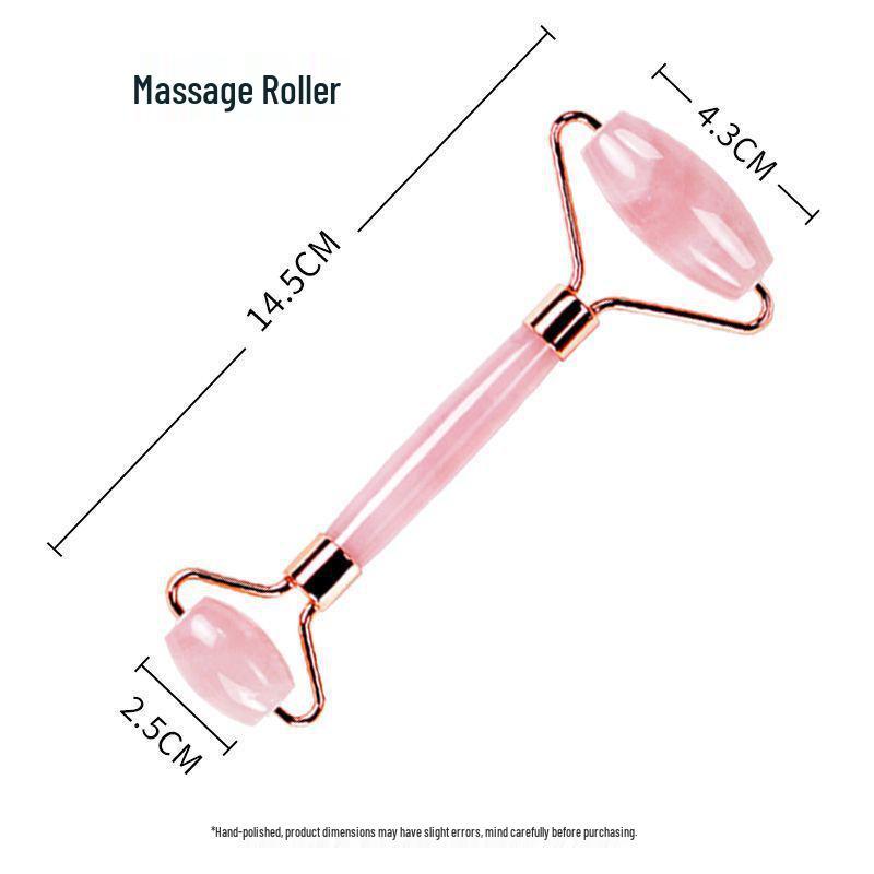 Heart-Shaped Rose Quartz Dual Roller & Massage Board Set - Non-Jade White Facial Tool